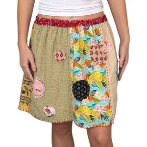 Auntie M One-of-a-Kind Handmade Polka Dot Patched Panel Artwear Mini Skirt